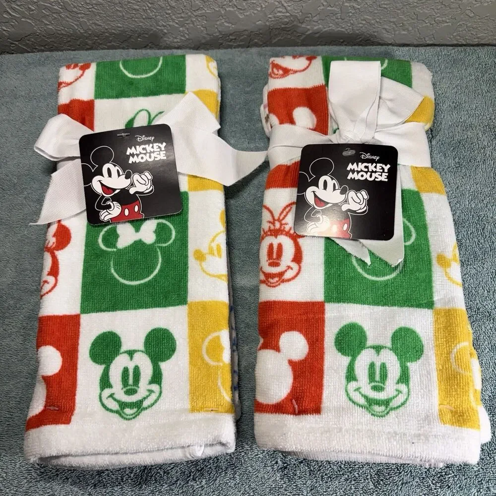(4) Mickey Mouse & Minnie Mouse Hand Towels 100% Cotton 2 Sets Of 2